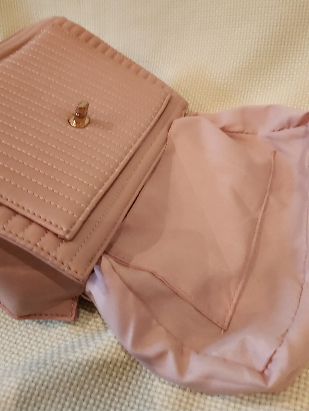 Badgley Mischka Blush Pink Quilted Crossbody Bag Flap Top Handle BM Logo - Picture 15 of 16